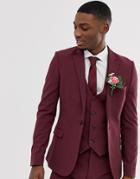 Asos Design Super Skinny Suit Jacket In Burgundy - Red