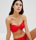 South Beach Scallop Edge Mix & Match Bandeau Bikini Top - Red