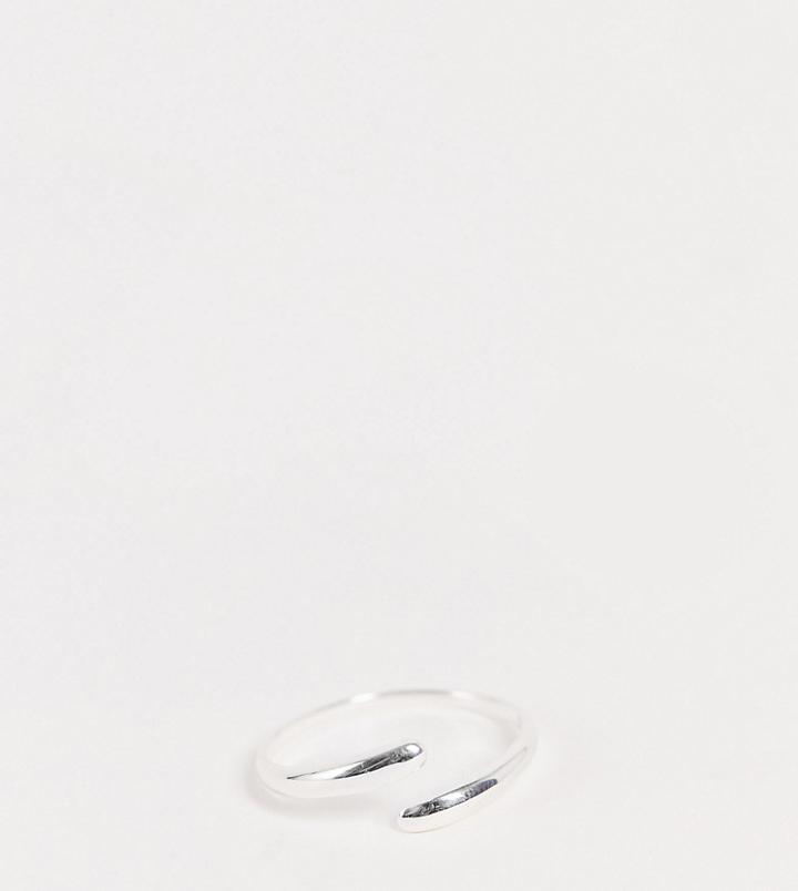 Asos Design Curve Sterling Silver Ring In Melt Wraparound Design