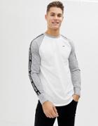 Hollister Long Sleeve Baseball Top With Logo Taping In White/gray - White