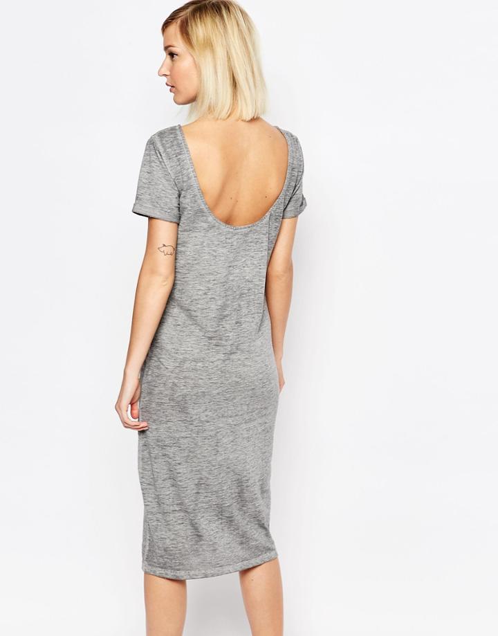 Selected Viona Jersey Dress With Scoop Back - Medium Gray Melange