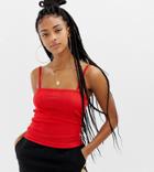 Collusion Square Neck Slinky Cami Top - Red