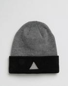 Asos Beanie With Triangle Embroidered Logo - Gray