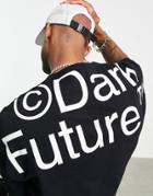 Asos Dark Future Oversized Half Sleeve Heavyweight T-shirt With Oversized Logo Print In Black - Part Of A Set