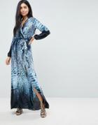 Jessica Wright Tie Dye Maxi Dress With Thigh High Split - Multi