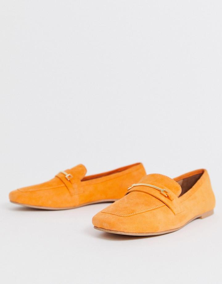 Asos Design Mocha Suede Loafers In Orange