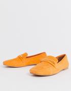 Asos Design Mocha Suede Loafers In Orange