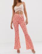 In The Style Floral Print High Waisted Flare Pants - Multi