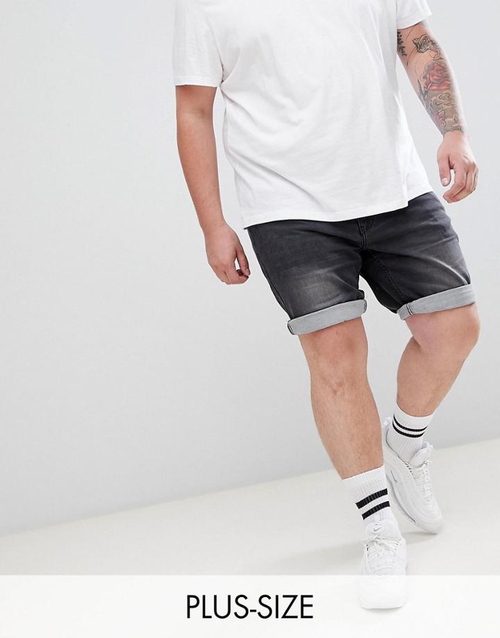 Replika Plus Skinny Fit Denim Short With Stretch - Black