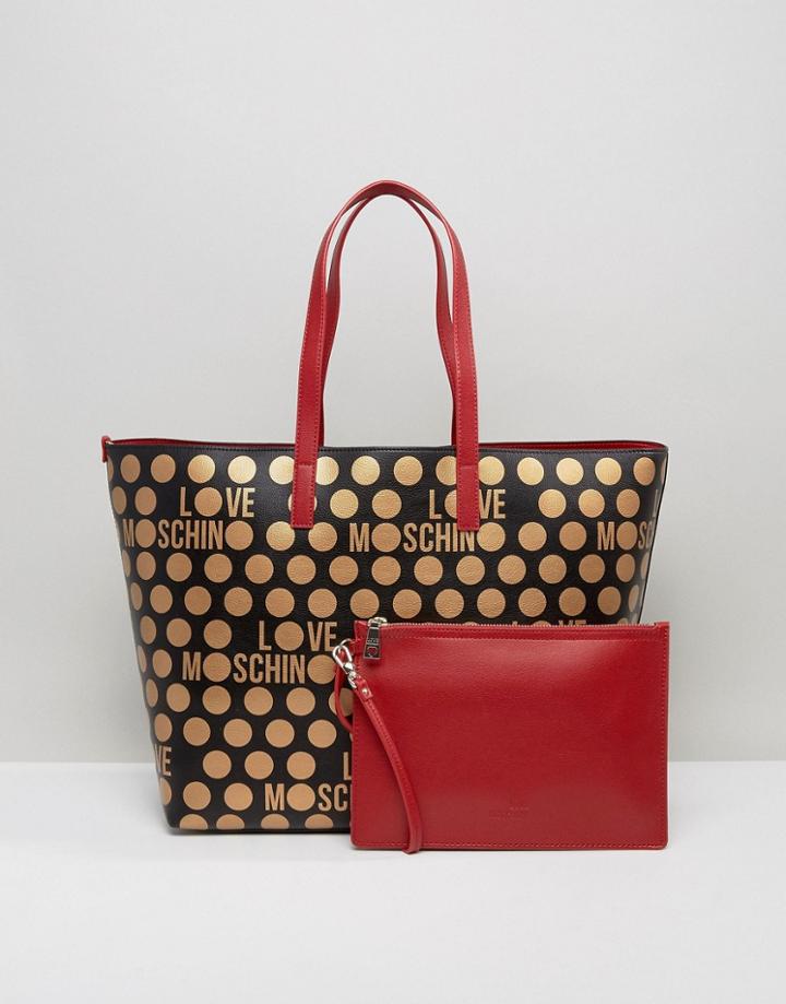 Love Moschino Spot And Logo Print Tote Bag - Black