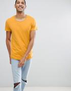 Jack & Jones Essentials Longline T-shirt With Raw Neck - Yellow