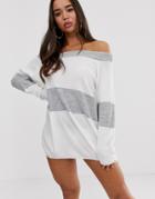 In The Style Bardot Striped Sweater Dress