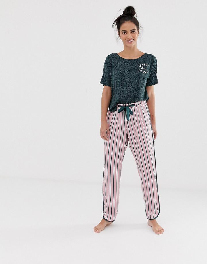 Hunkemoller Stripe Pyjama Pant In Pink - Pink