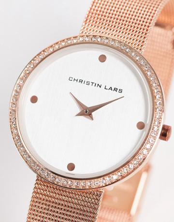 Christian Lars Womens Minimal Mesh Strap Watch In Rose Gold