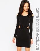 True Decadence Petite Cold Shoulder Body-conscious Dress With Knot Front - Black