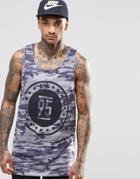Asos Relaxed Longline Vest With Camo Print - Gray