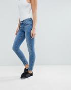 Asos Lisbon Mid Rise Skinny Jeans In Vienna Mid Wash Blue - Blue
