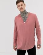 Asos Design Regular Fit Overhead Shirt In Crinkle Viscose In Pink