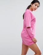 Asos Ultimate Oversized Sweat Dress With Slashed Arm - Pink