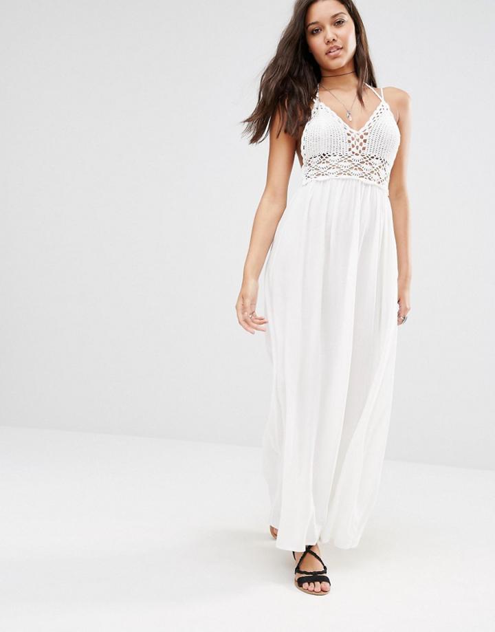 Missguided Crochet Top Maxi Dress - White