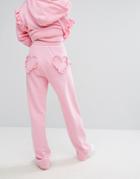 Lazy Oaf Spoilt Joggers With Frilly Heart Bum - Pink