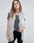 Brave Soul Faux Fur Vest - Gray
