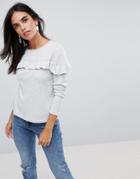 Vila Ruffle Sweatshirt - Gray