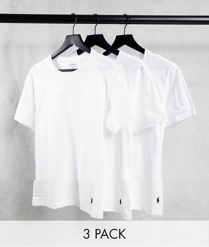 Polo Ralph Lauren 3 Pack Slim Fit T-shirt With Pony Logo In White