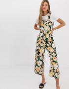 Miss Selfridge Pinny Jumpsuit In Floral Print - Multi
