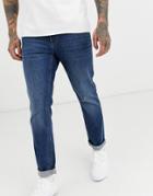 Asos Design Slim Jeans In Dark Wash Blue