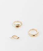 Asos Design Curve Pack Of 3 Rings In Mixed Design In Gold Tone
