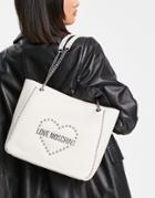 Love Moschino Heart Logo Tote Bag In Ivory-white