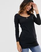 Vero Moda Scoop Neck Long Sleeved T-shirt In Black - Black