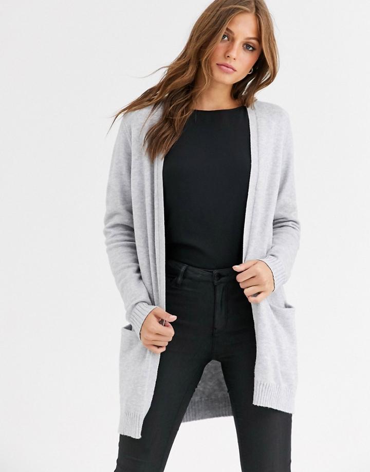 Vila Open Knit Cardigan-gray