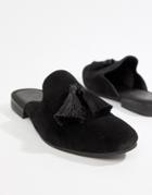 Boohooman Backless Loafer With Tassels In Black - Black