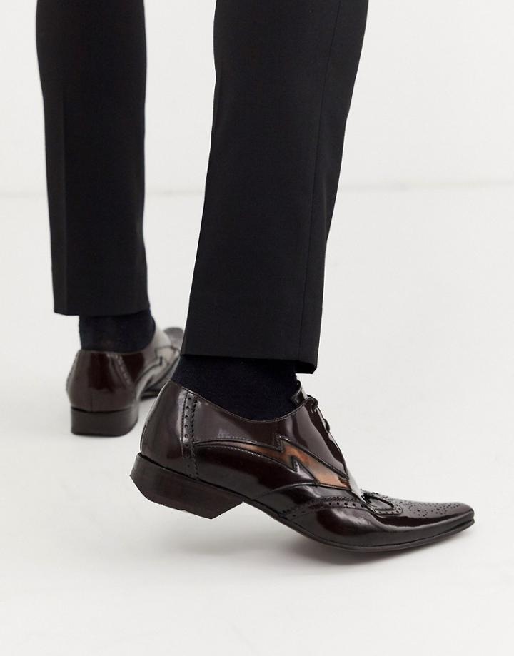 Jeffery West Pino Contrast Lightning Shoe In Brown High Shine Leather