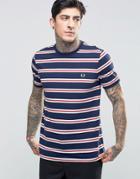 Fred Perry T-shirt With Stripe In Carbon Blue - Blue