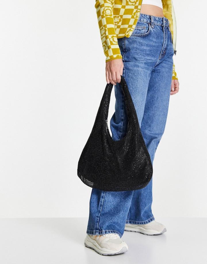 Topshop Crystal Grab Bag In Black
