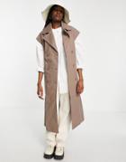 Object Organic Cotton Sleeveless Trench Coat In Brown