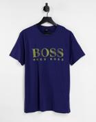 Boss Beachwear Large Logo T-shirt In Navy
