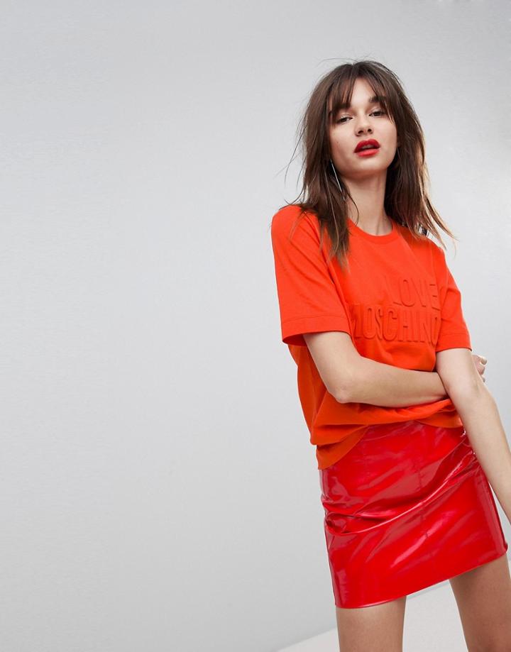 Love Moschino Raised Logo T-shirt - Orange