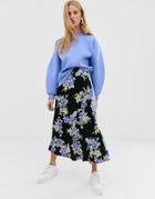Asos White Floral Print Skirt-multi
