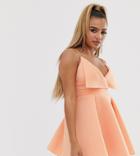 Asos Design Petite Fold Front Skater Mini Dress - Pink