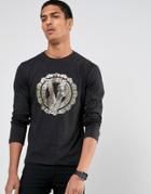 Versace Longsleeve T-shirt With Large Logo - Black