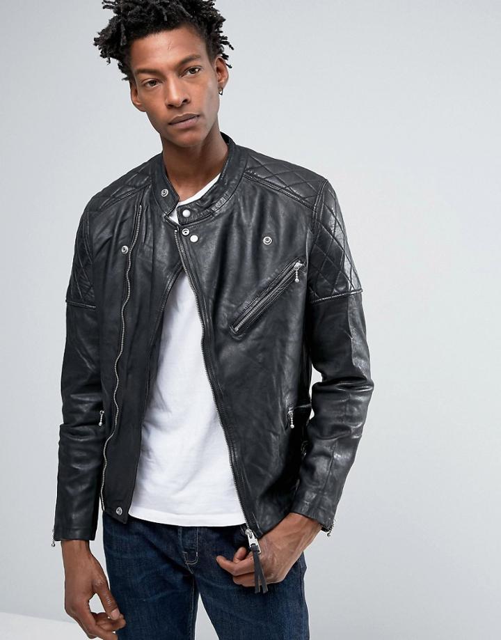 All Saints Leather Biker Jacket - Black
