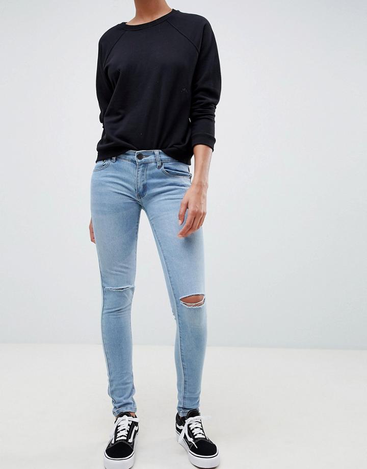 Criminal Damage Ripped Knee Skinny Jeans-blue