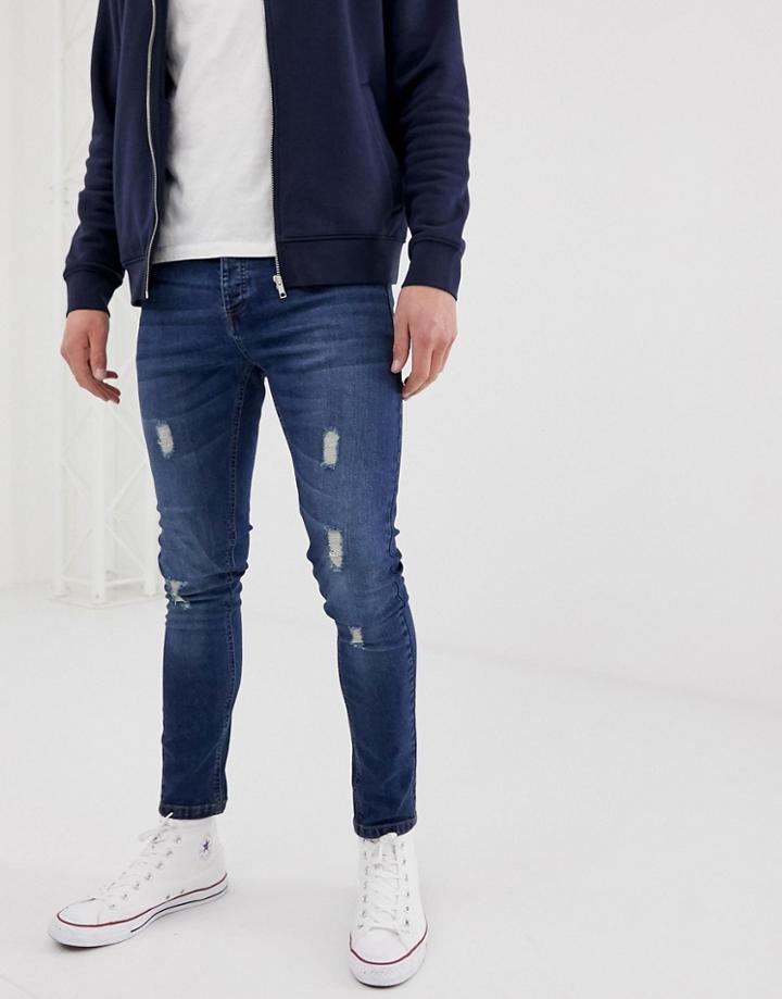 Brave Soul Skinny Fit Jeans In Blue Wash - Blue