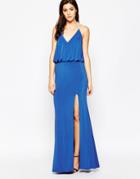 Forever Unique Cammie Maxi Dress With Rhinestone Strap Detail - Sax Blue
