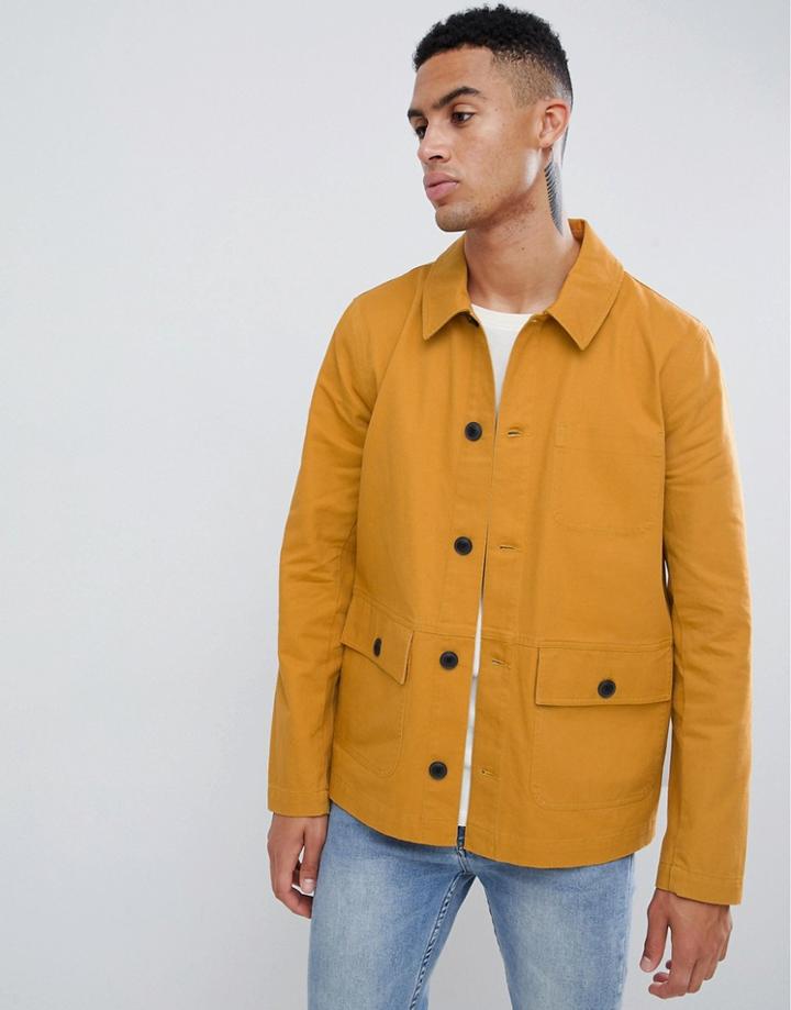 Asos Design Worker Jacket In Mustard - Yellow