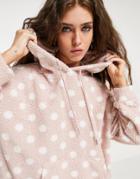 Topshop Dot Pattern Hoodie Robe-pink